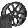 22" x 10" Black Double 5-Spoke Alloy Wheel