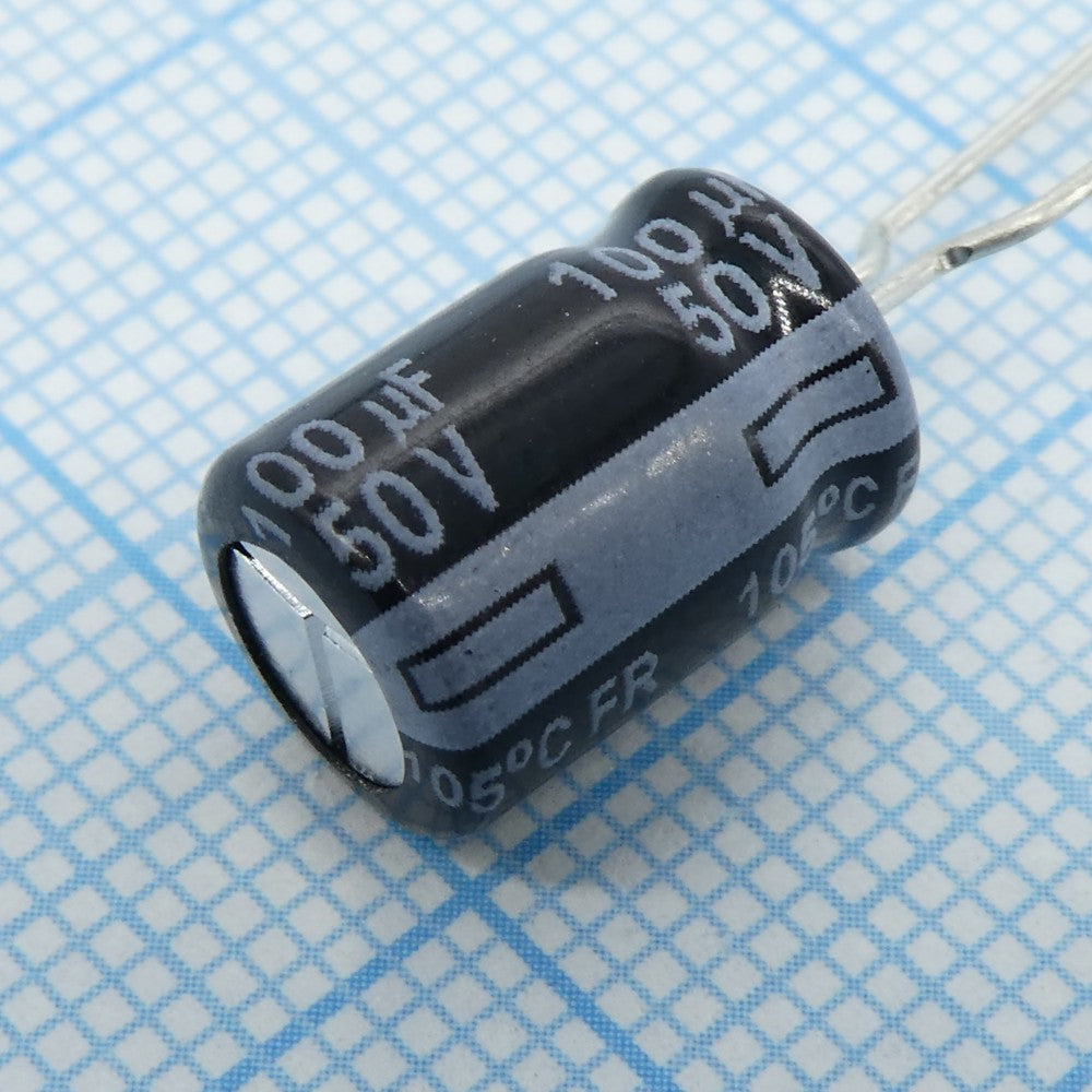FR-A 100uF 50V Aluminum Electrolytic Capacitor
