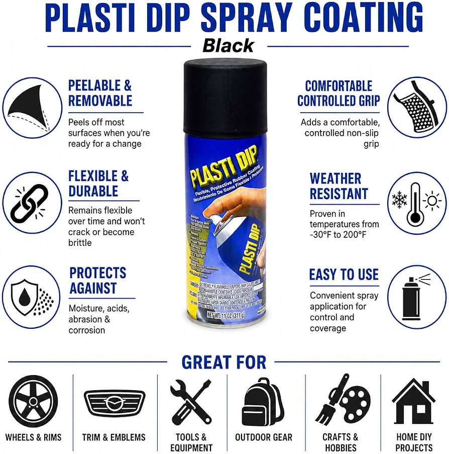 11 oz Matte Black Aerosol Rubber Coating Spray