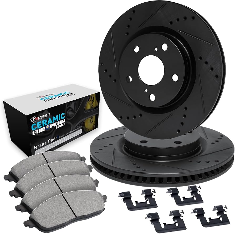 Front Brake Kit with Cross-Drilled Slotted Rotors