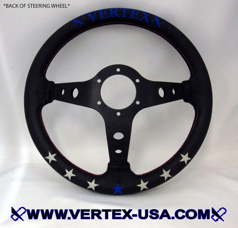 7 Star 330mm Deep Dish Leather Steering Wheel