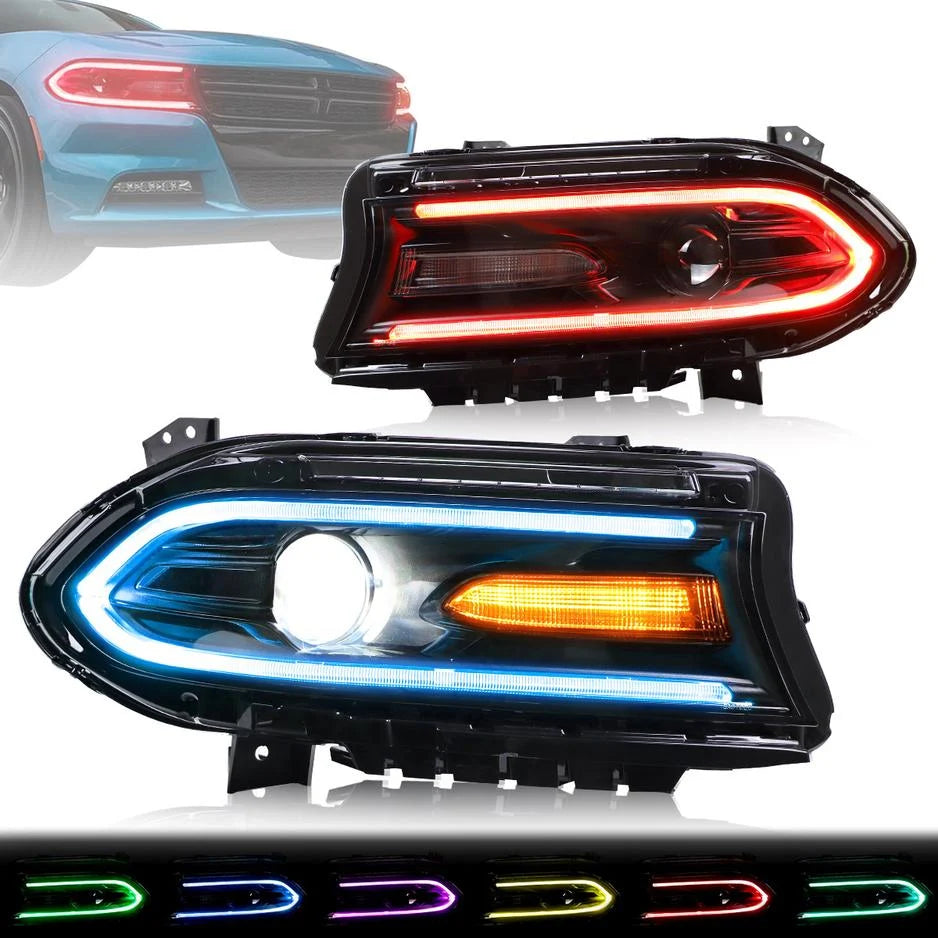 RGB LED Headlight Assembly with Sequential Turn Signals