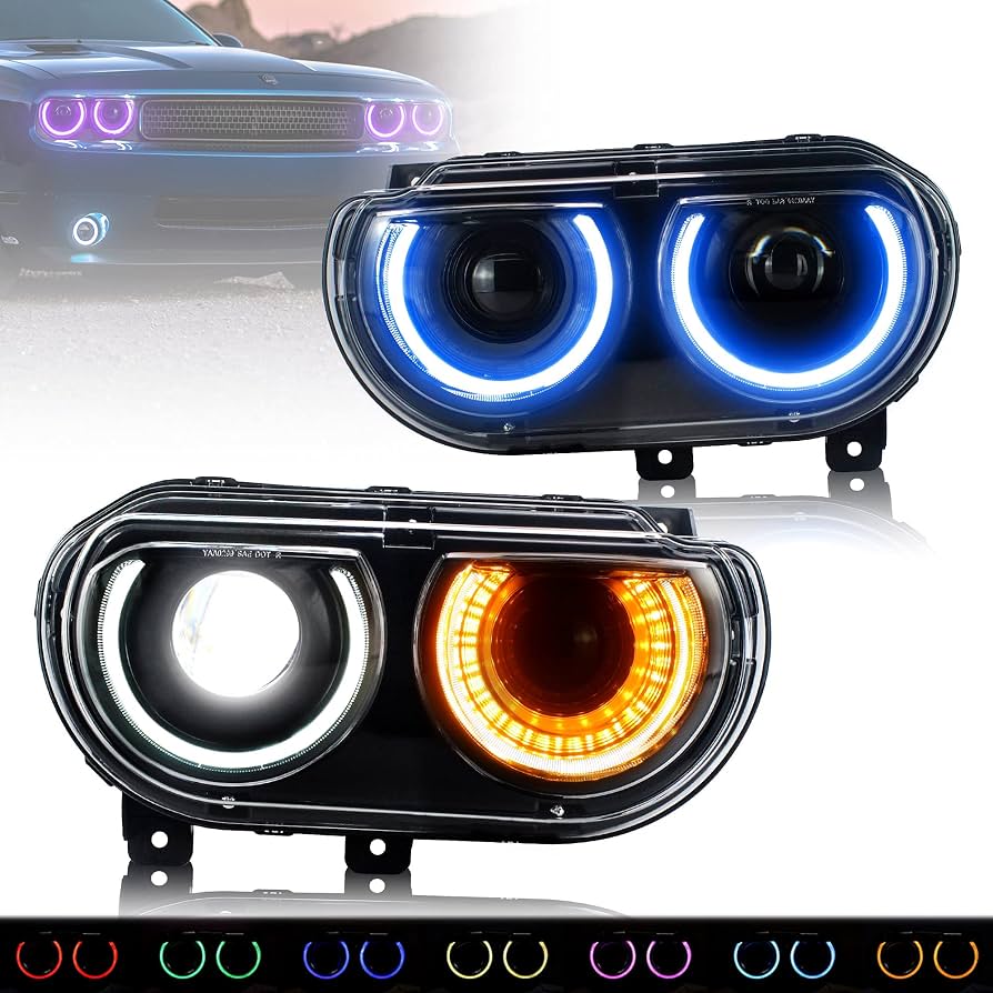Projector LED Headlights with RGB Halo
