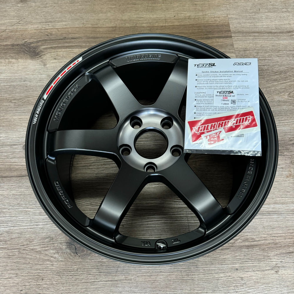 TE37SL Black Edition III 18x9.5 +21 5x112 Pressed Black Red Spoke Accent Wheel