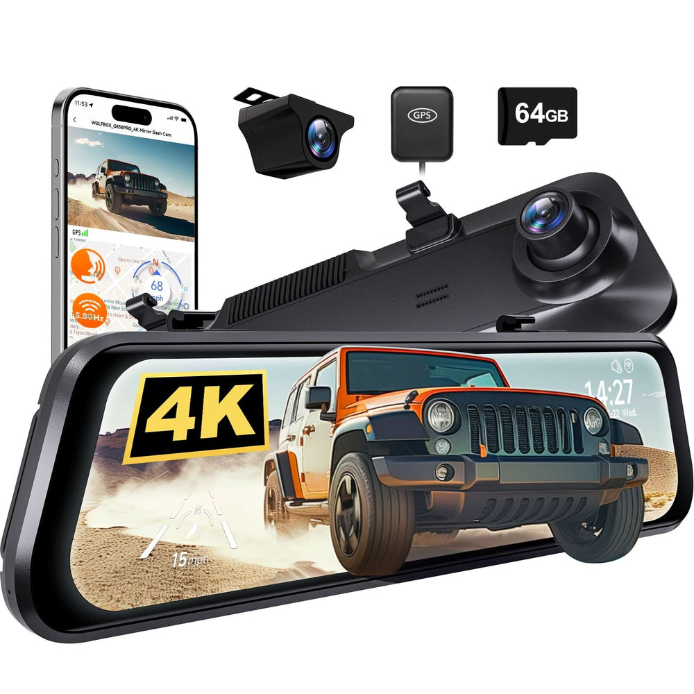 12-Inch Dual Dash Cam with 4K Front and 1080P Rear Cameras
