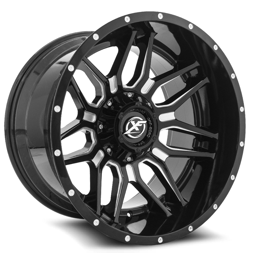 22x12 -44mm Offset 8x165.1 Gloss Black Milled Alloy Wheel