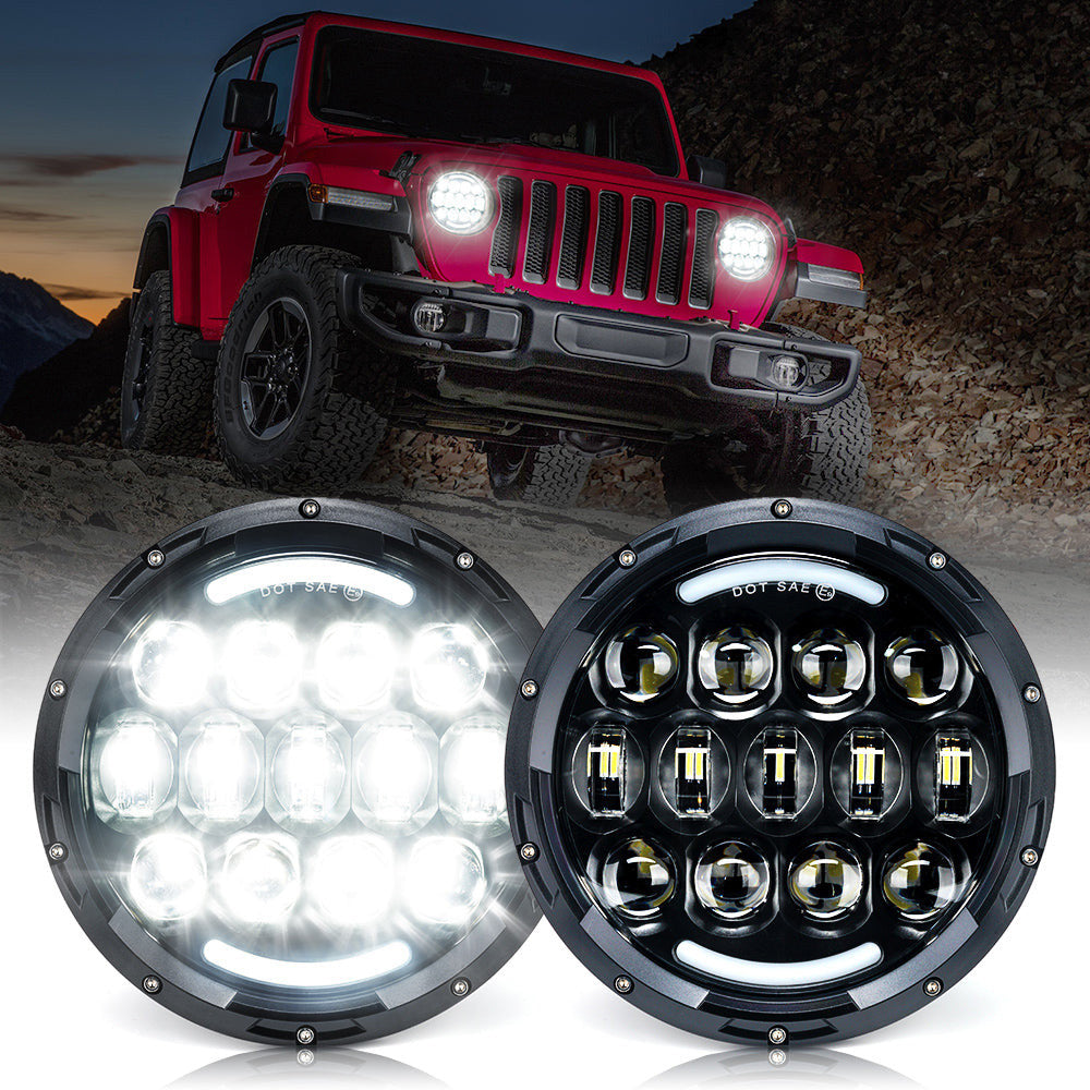 7" Round Black Projector LED Headlights