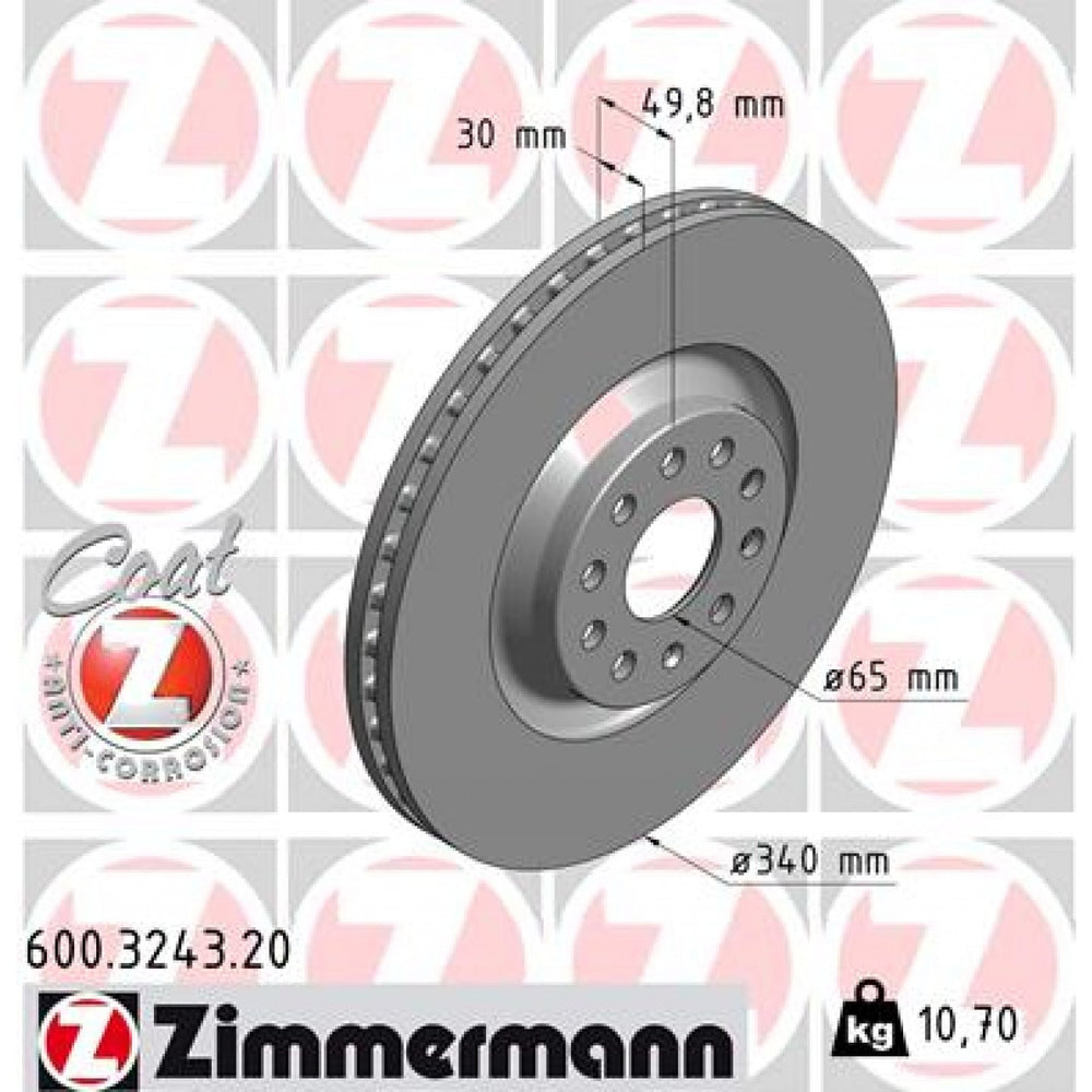 340 x 30mm Coated Brake Disc