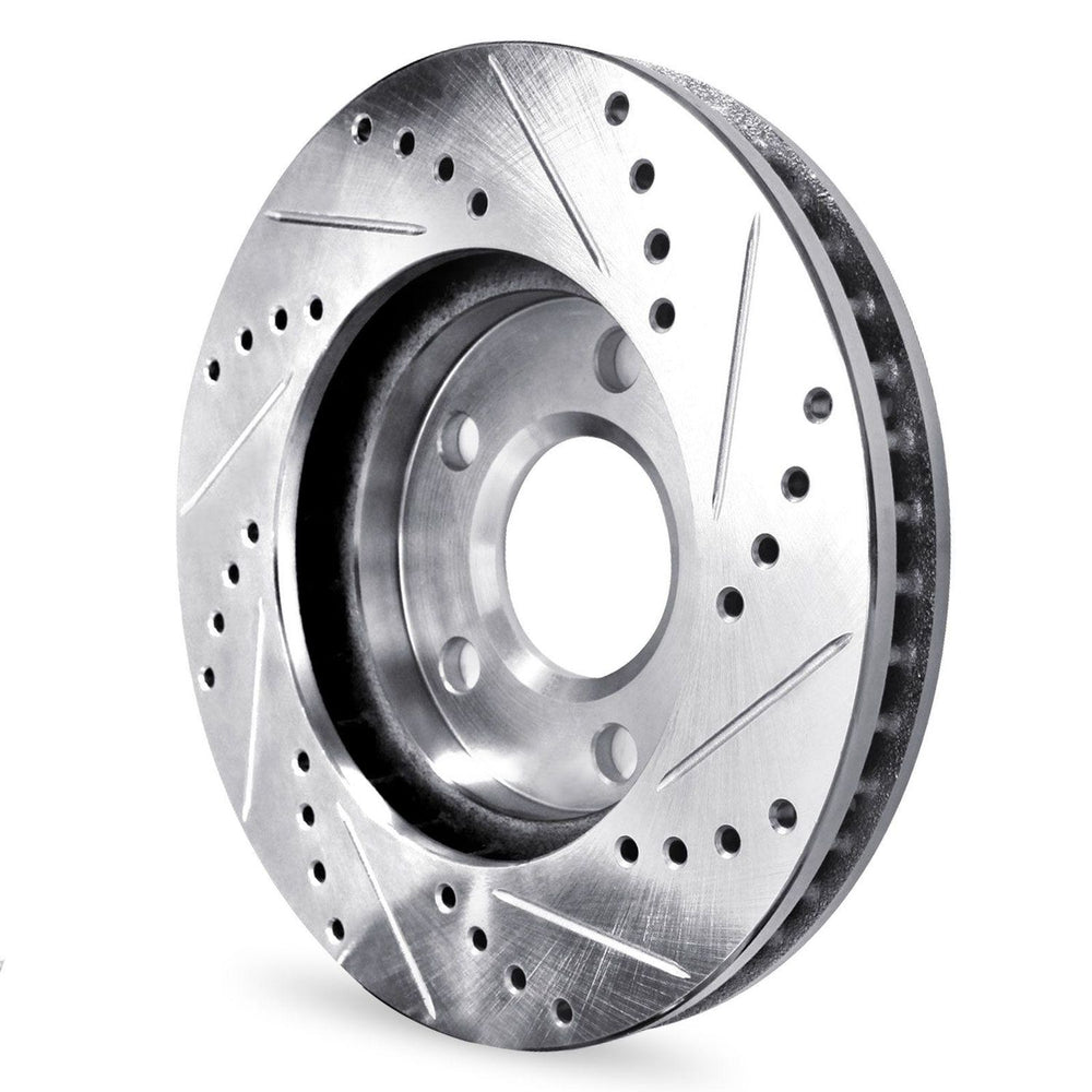 R1 Concepts 04-06 Nissan Sentra eLINE Drilled & Slotted Rotors w/ Cermic Brake Pads - Front
