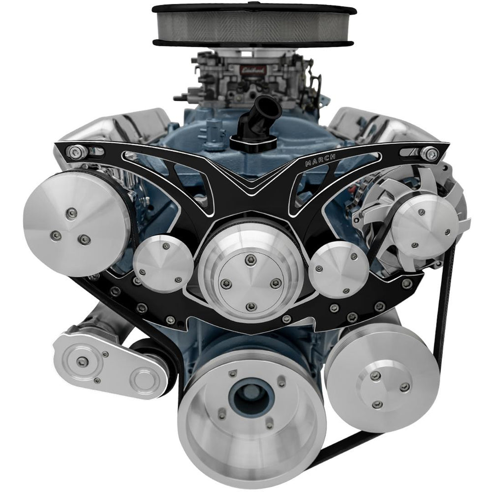 Pontiac V8 Style Track Serpentine Kit Blk Onyx