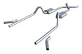 Crossmember Back w X-Pipe Exhaust System 55-57 Tri-Five Chevy Split Rear Dual Exit 2.5 in Intermediate X-Pipe And Tail Pipe Violator Mufflers Hardware Incl Tip Not Incl Pypes Exhaust