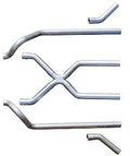 Crossmember Back w X-Pipe Exhaust System 55-57 Tri-Five Chevy Split Rear Dual Exit 2.5 in Intermediate X-Pipe And Tail Pipe Violator Mufflers Hardware Incl Tip Not Incl Pypes Exhaust