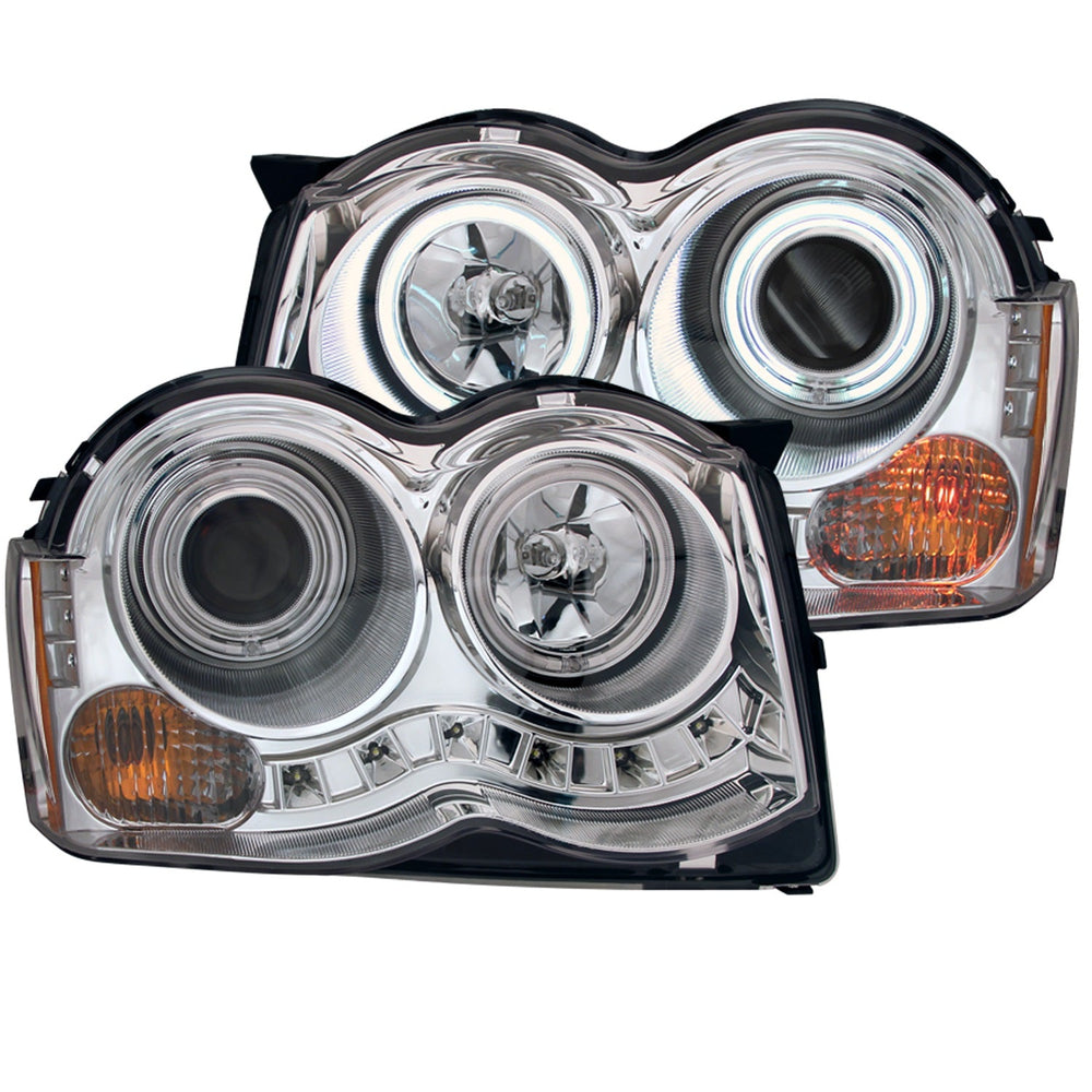 0810 GRAND CHEROKEE PROJECTOR W/HALO(CCFL)CHROME CLEAR HEADLIGHTS DRIVE/PASS