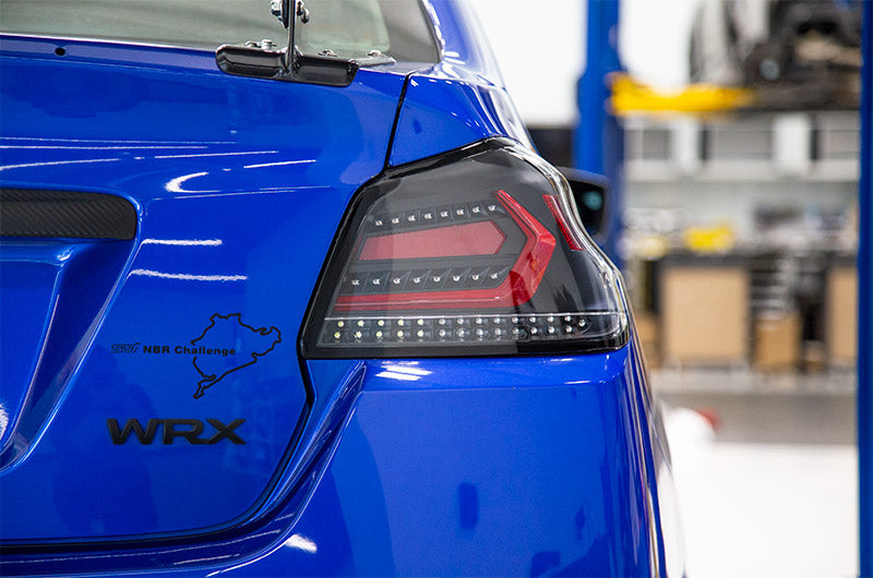 15C SUBARU WRX STI EVOLUTION TAIL LIGHTS CLEAR LENS BLACK BASE RED BAR