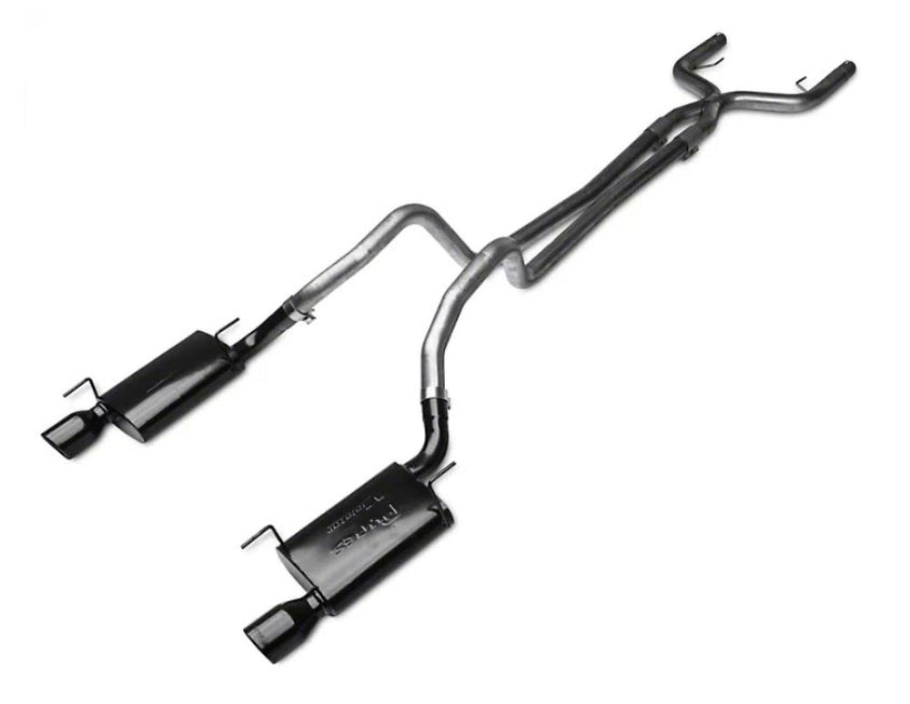Cat Back Exhaust System 05-10 Mustang V6 Split Rear Dual Exit 2.5 in True Dual After-Cat X Mid Pipes Hardware Violator Muffler 4 in Black Tips Incl Pypes Exhaust