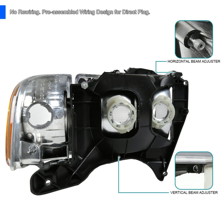 1500 2500 3500 SPORT HEADLIGHTS AND CORNER LIGHTS CHROME HOUSING CLEAR LENS AMBER REFLECTOR