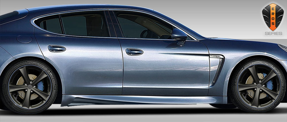 2010-2013 Porsche Panamera Eros Version 2 Body Kit - 6 Piece - Includes Eros Version 2 Front Lip Under Spoiler Air Dam (108278) Eros Version 3 Side Skirts Rocker Panels (108283) Eros Version 2 Rear Lip Under Spoiler Air Dam (108279) Eros Version 2 Rear Wi