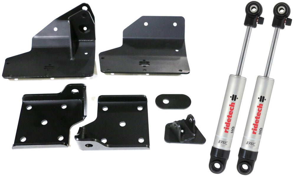 HQ Series Rear Shock kit for 64-66 Mustang. Includes staggered upper and lower shock mounts. Sold as pair.