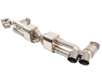 AWE Performance Exhaust and High-Flow Cat Sections for Porsche 991 Turbo - Diamond Black Quad Tips