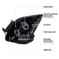 PROJECTOR HEADLIGHT GLOSS BLACK HOU