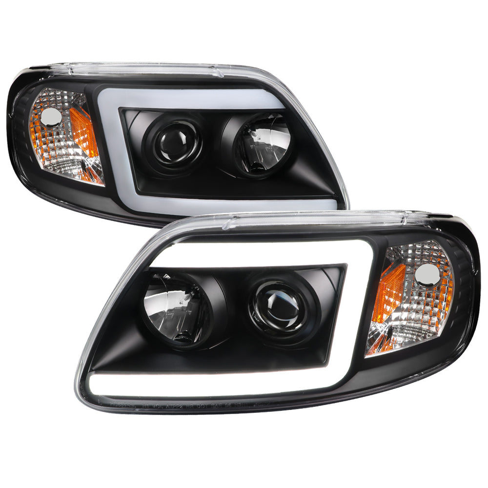 PROJECTOR HEADLIGHT - MATTE BLACK HOUSING - CLEAR LENS WITH AMBER REFLECTORS