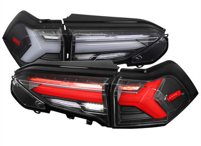 LED TAIL LIGHTS SEQUENTIAL TURN SIGNAL WITH MATTE BLACK HOUSING AND CLEAR LENS - WHITE LED BAR