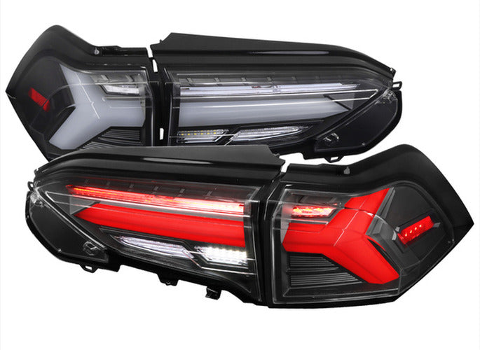 LED TAIL LIGHTS SEQUENTIAL TURN SIGNAL WITH MATTE BLACK HOUSING AND CLEAR LENS - WHITE LED BAR