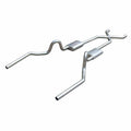Crossmember Back w X-Pipe Exhaust System 64-74 GM A Body Split Rear Dual Exit 3 in Intermediate And Tail Pipe 304 Stainless Race Pro Mufflers Hardware Incl Tip Not Incl Pypes Exhaust