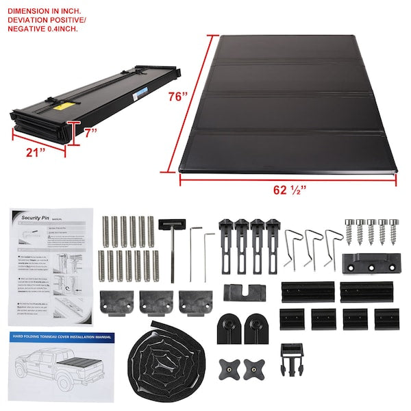 6 FOOT BED HARD QUAD FOLD TONNEAU COVER