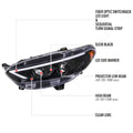 LED BAR PROJECTOR HEADLIGHTS GLOSSY BLACK HOUSING CLEAR LENS - HALOGEN MODELS ONLY - SEQUENTIAL SWITCHBACK TURN SIGNAL