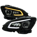 W204 FULL LED PROJECTOR HEADLIGHTS BLACK HOUSING SMOKED LENS SWITCHBACK LED LIGHT BAR LED SEQUENTIAL SIGNAL WITH CONVERTER FOR HID - HALOGEN AND XENON MODELS