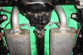 ~(59 lbs. 62X17X13)~ Crossmember Back w/H-Pipe Exhaust System 55-57 Tri-Five Chevy Split Rear Dual Exit 2.5 in Intermediate And Tail Pipe Hardware Incl Muffler And Tip Not Incl Pypes Exhaust