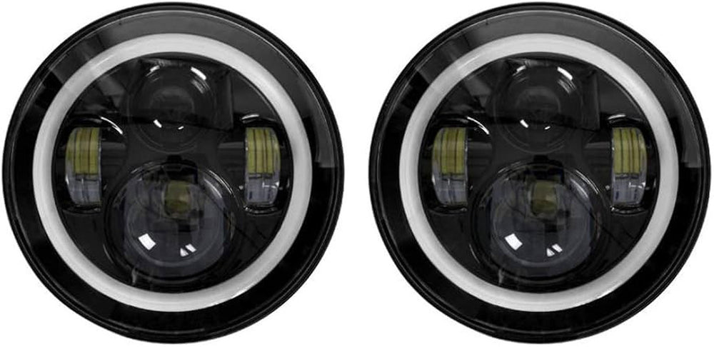 JEEP 7 IN ROUND 4 LED W/HALO/TURN SIGNAL - BLACK FRONT FACE
