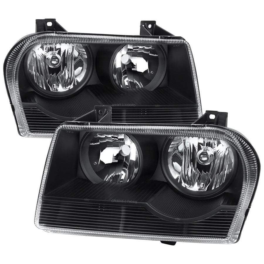 HEADLIGHTS MATTE BLACK HOUSING CLEAR LENS - USE STOCK BULBS