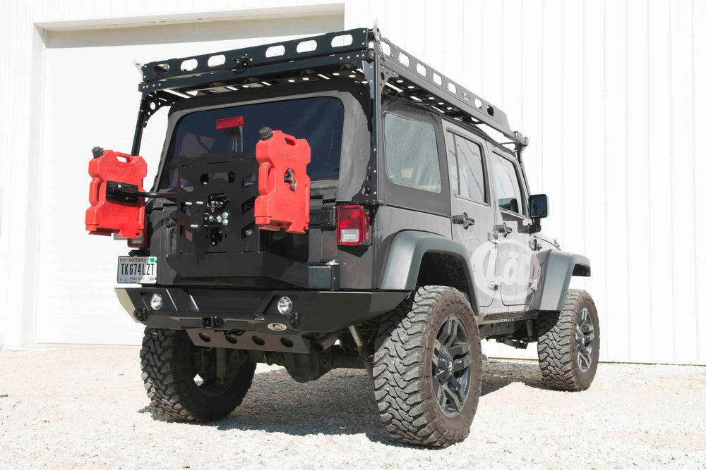 ~(10 lbs. 19X6X4)~ Destroyer RotoPax 2 or 3 gallon Single Side Mount Bare Steel 2007-2017 Jeep JK Wrangler