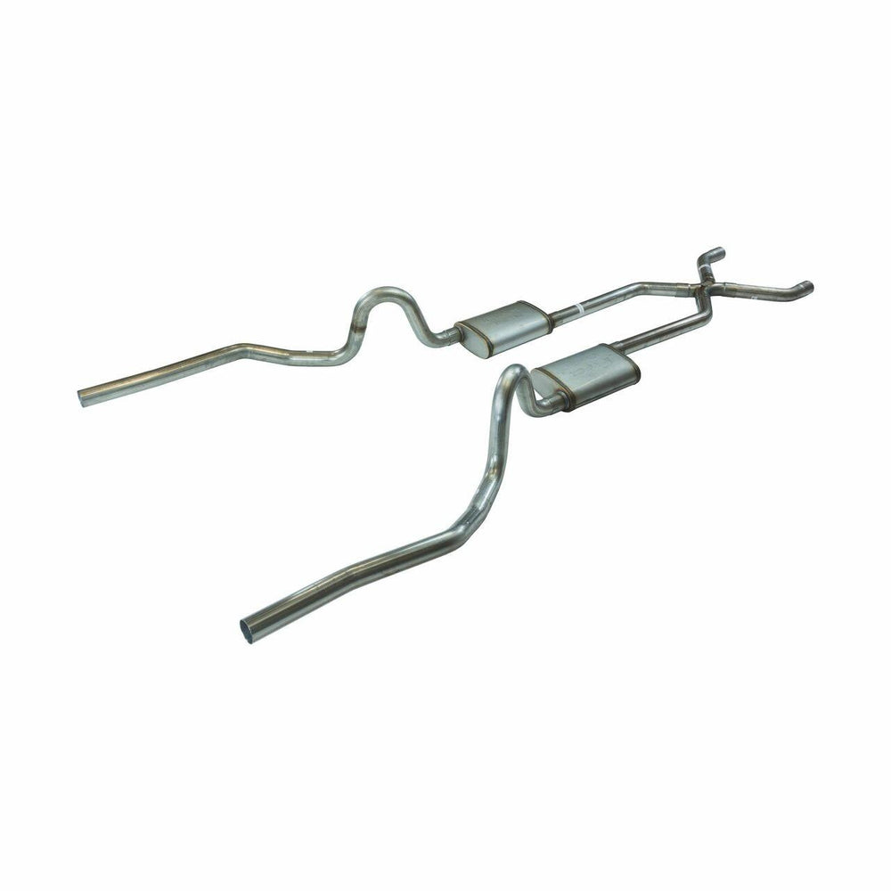Crossmember Back w X-Pipe Exhaust System 70-71 GTO 68-72 442 Dual Split Rear Valance Exit 2.5 in Intermediate And Tail Pipe Violator Mufflers And Hardware Incl Tip Not Incl Pypes Exhaust