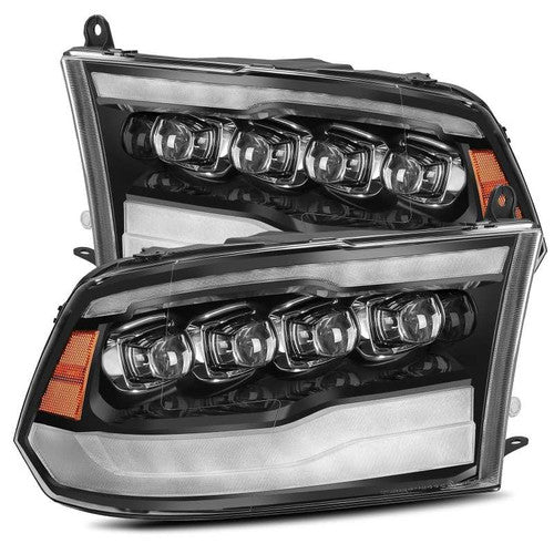 ANZO 09-18 Dodge Ram 1500/2500/3500 LED Plank Style Headlights Switchback + Sequential - Hyper Black