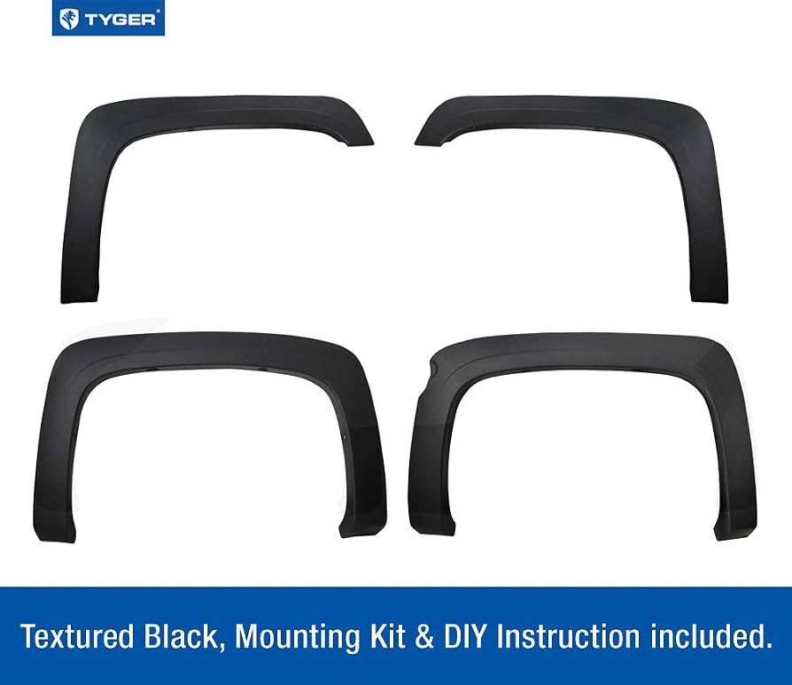 0713 SILVERADO 1500 5.8FT PAINTABLE FINETXT MATTE BLK FACTORY STYLE FENDER FLARE SET4 PIECE