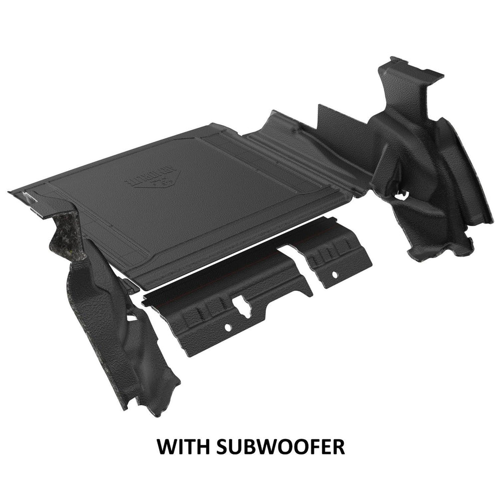 2024-current JLU 4DR cargo set with subwoofer wheelhouse covers cargo mat closeout mesa smoke