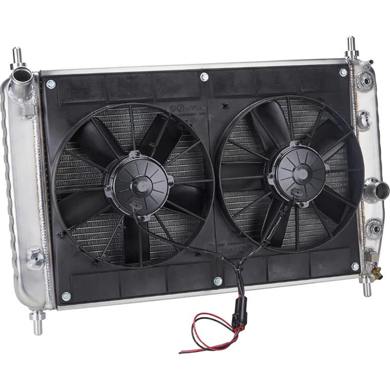 0513 CORVETTE 2 ROW 1IN TUBE MANUAL TRANS DUAL 11IN SPAL FANS