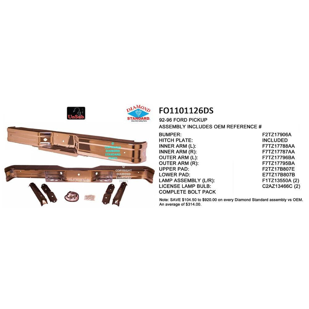 9296 FORD P/U w/o FACE STRIPS CHROME ASSEMBLY