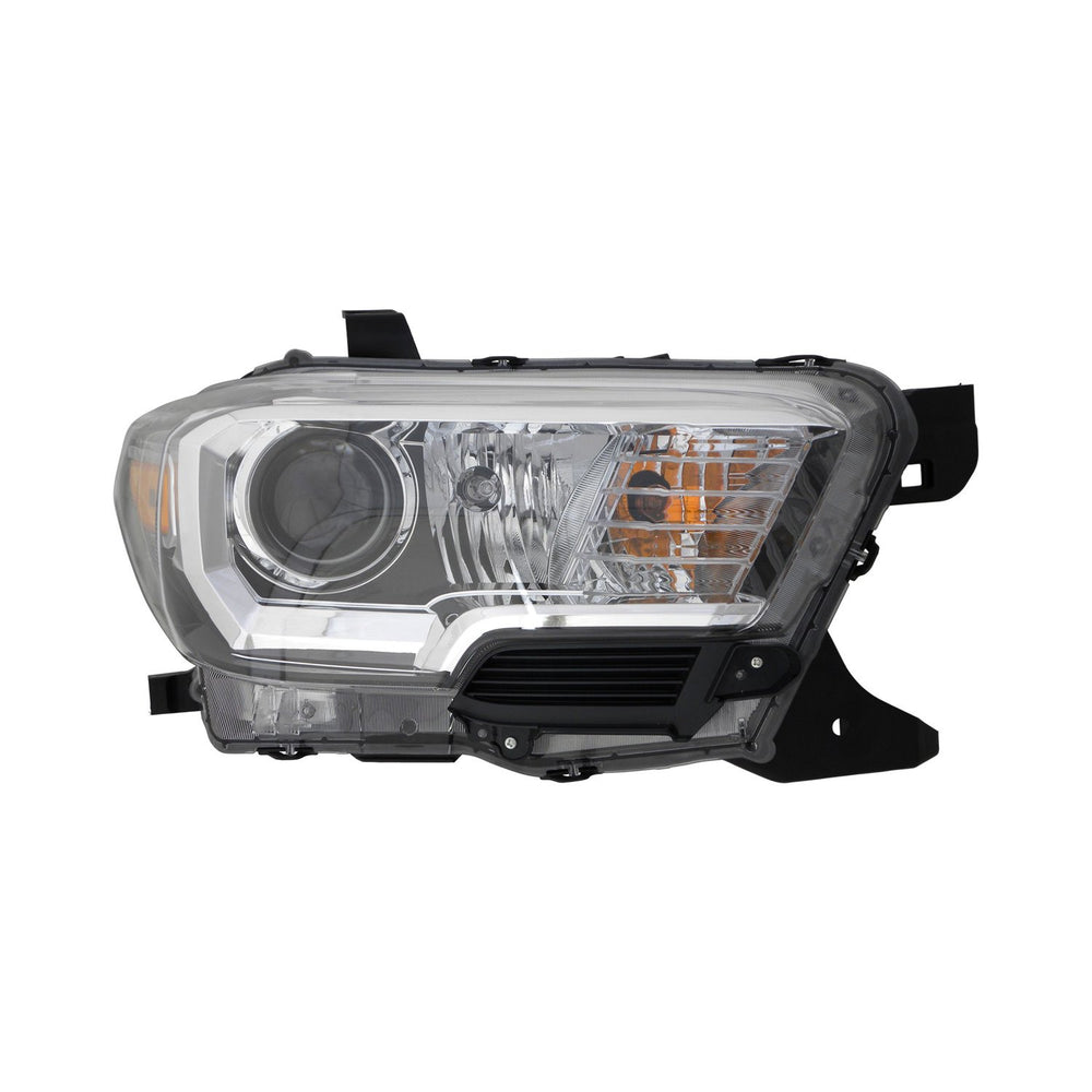 RH H/LMP ASSY COMP; HALOGEN; W/O LED DRL; W/O FOG LAMPS; BLK BEZEL TACOMA 201617