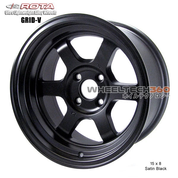 Grid V 15x7 4x114.3 0mm Offset Satin Black Wheel