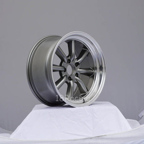 RKR 1785 17x8.5 5x114.3 0mm Offset Steel Grey with Polish Lip Wheel