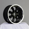 RB 15x7 4x100 30mm Offset Black with Polished Lip