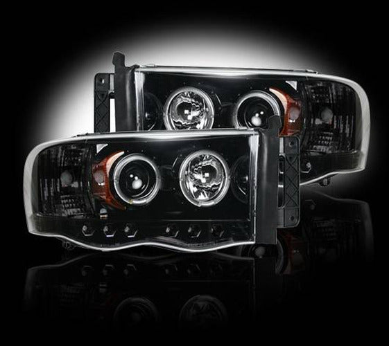 Projector Headlights with OLED Halos, DRL, Smoked
