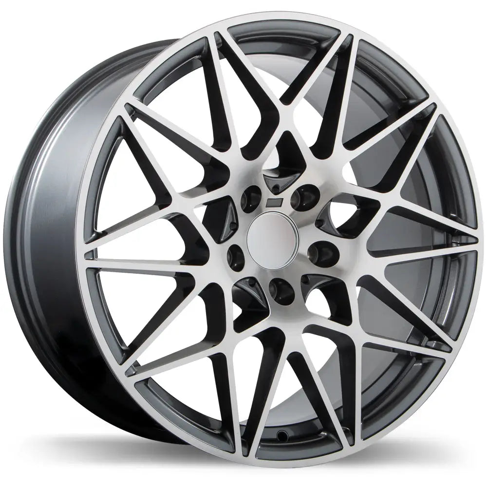 R208 18x8.5 Gloss Gunmetal Machined Face