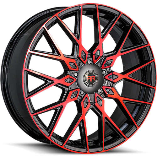 R24 17x7.5 +40mm 5x114.3 Gloss Black/Red Spoke Faces