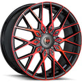 R24 17x7.5 +40mm 5x114.3 Gloss Black/Red Spoke Faces