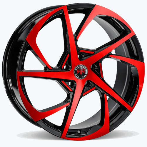 RR29 17x7.5 +40 5x114.3 Gloss Black Blue Machined Spoke Faces Wheel